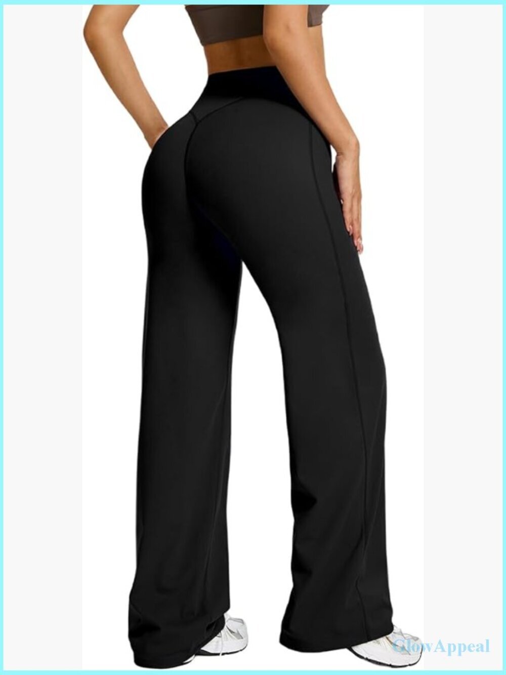 High Waisted Yoga Pants No Front Seam Wide Leg Workout Trousers
